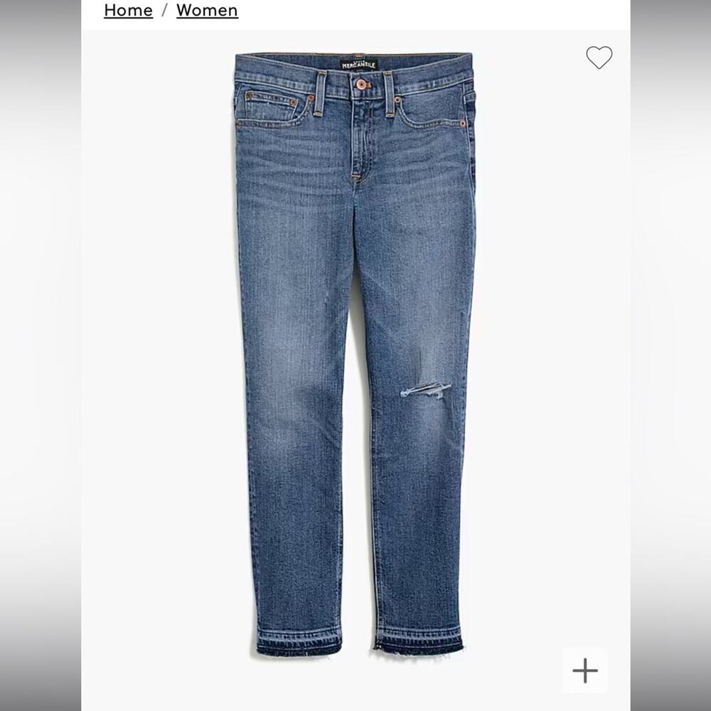 JCrew Mercantile Slim boyfriend jean with distressed details Frayed Hem L0871